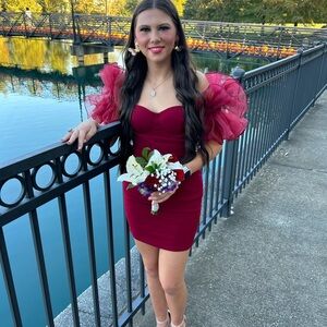 Dark red hoco dress!